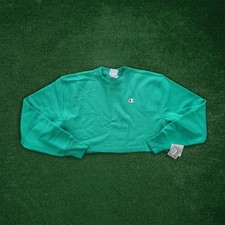 Champion Life Women's Green Reverse Weave Cropped Crew