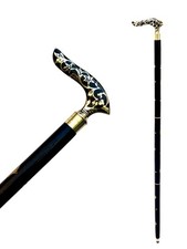 Wooden Walking Stick with Brass Handle Handcrafted Vintage-Style Mobilit