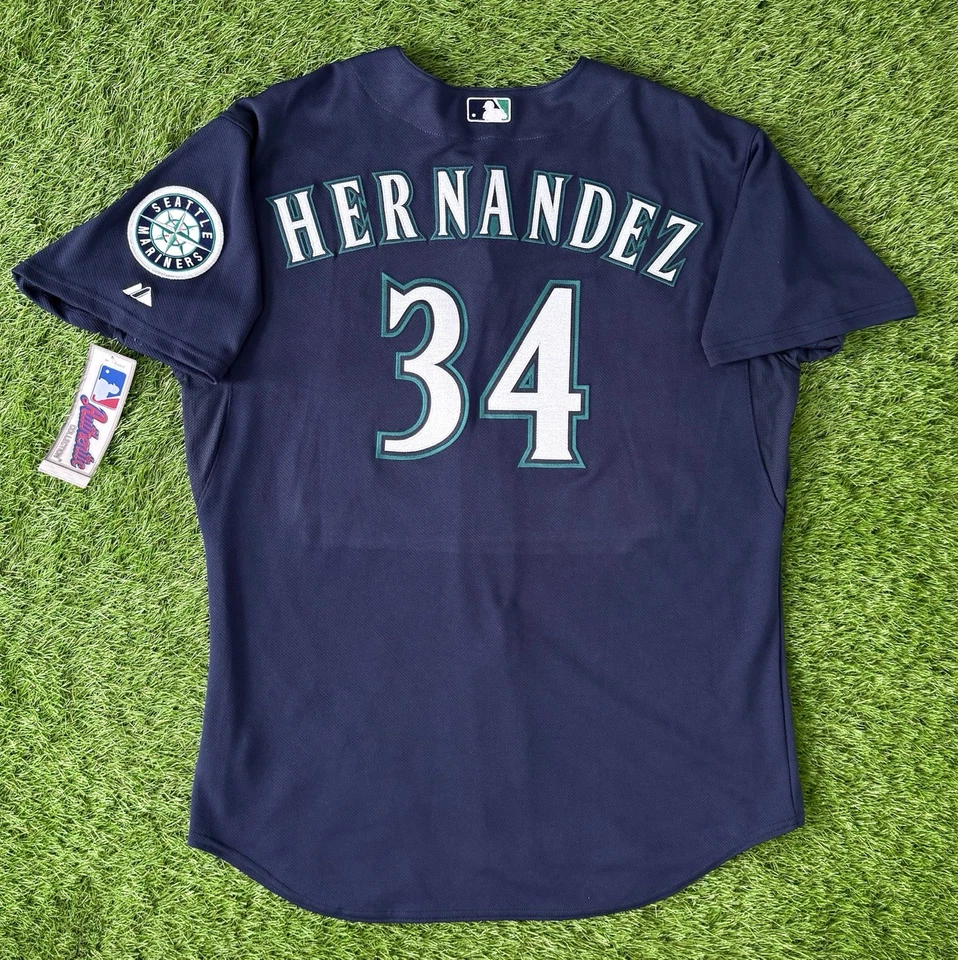 Camiseta deportiva de béisbol alternativa majestuosa auténtica de los Seattle Mariners Felix Hernández 54 Foto 2 de 4