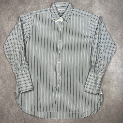 Chemise habillée homme Turnbull & Asser London 17-43 grise avec rayures noires manchette française - Photo 2/7