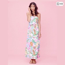 Lilly Pulitzer For Target Nosey Posey Strapless Floral Maxi Dress Womens Sz M