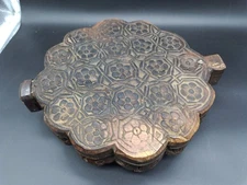 Antique Vintage Hand-Carved Masala Dabba Wooden Indian Spice Box