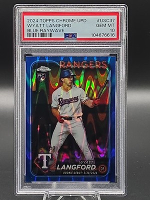 2024 Topps Chrome Update Wyatt Langford Blue Raywave 021/150