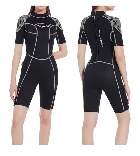 GOLDFIN WOMENS SHORTY WETSUIT Sz S Black NEW SURFING/BOARDING/SNORKEL - Picture 1 of 6