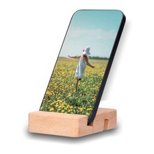 Wooden Cell Phone Stand, Portable Desktop, Double Slot, Tablet, Phone Holder