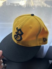 Vintage NEW ERA 5950 BRADENTON MARAUDERS MINOR LEAGUE BASEBALL Hat Yellow 6 7/8
