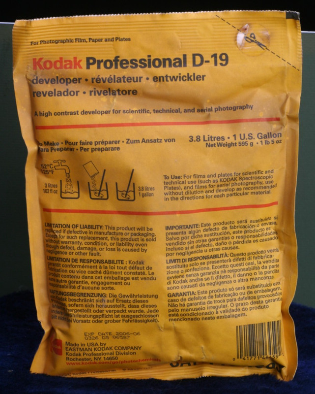 KODAK PROFESSIONAL D-19 Film Developer to make 1 gallon,  powder to be mixed.