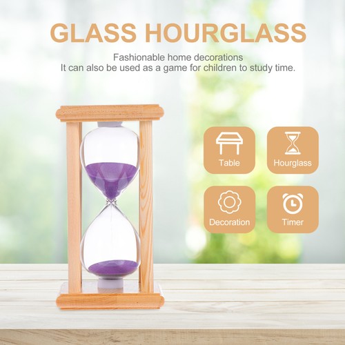 Wooden Frame Hourglass Timer Child Office Clock Decor Sand Decoration