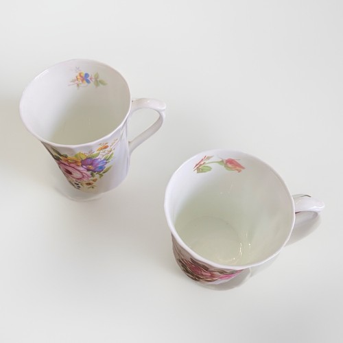Pair of Royal Victorian STAFFORDSHIRE England Bone China Cups Pink ROSES - Picture 2 of 5