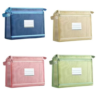 Double Layered File Bag Nylons Document Organiser Handheld Book Bag 32x26x6cm