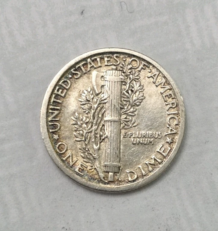 Mercury Dime 1919 doble matriz anverso, raro. MUY BUEN ESTADO. Tonificado. Foto 2 de 4