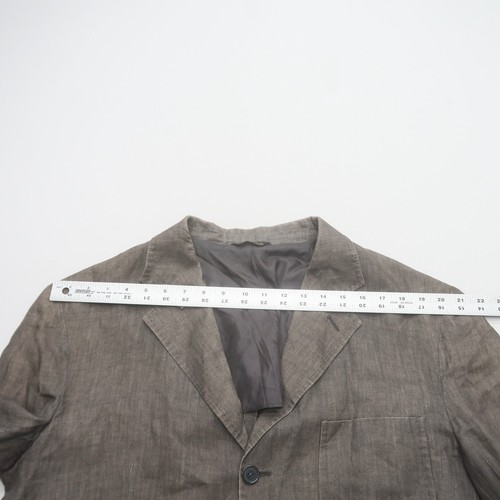 Blazer de lino para hombre 46 hecho en Italia marrón 3 botones chaqueta parche bolsillos informal - Imagen 10 de 11