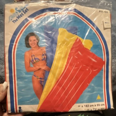 VINTAGE INTEX Glossy Mat Pool Raft Inflatable Mattress Red/Yellow/Blue 59703