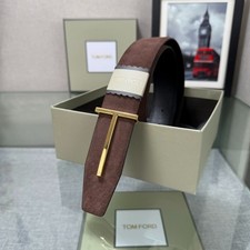 Authentic Tom Ford Reversible Leather T-buckle Belt Luxury Designer Fashion