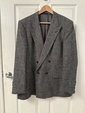 Vintage Christian Dior Monsieur Double Breasted Blazer 46R Houndstooth Wool