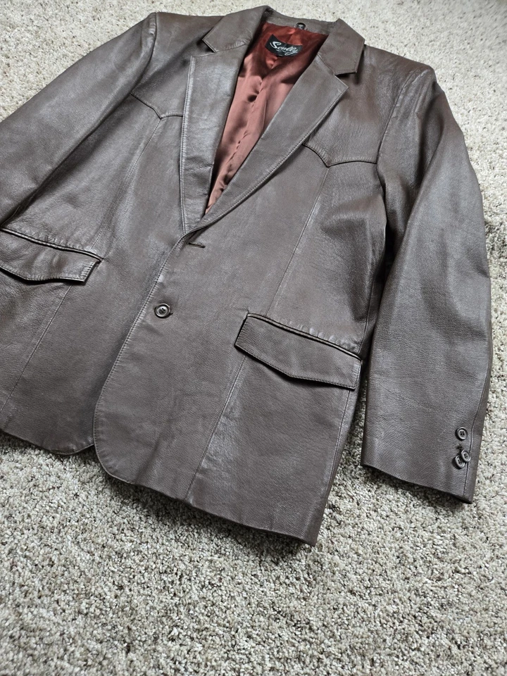 Chaqueta Blazer de Cuero Scully De Colección Para Hombres 46 Marrón Western Yugo Forrado Abrigo Deportivo Foto 2 de 4