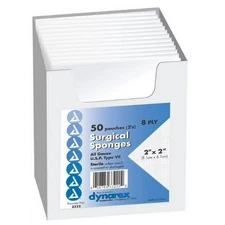 Dynarex Surgical Sponge 8PLY 2x2 3322 50 pouches of 2 total of 100 pads