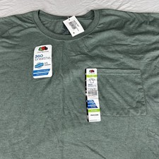 Fruit of the Loom Pocket T-Shirt Mens 3XL Heather Green 360 Breathe NEW Blank