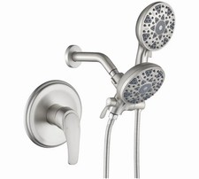 Juego de Grifo de Ducha Completo Kit de Ducha Doble Cabezal de Ducha y Portátil 2 en 1 Combo