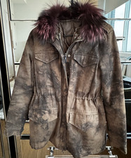 Belle Fare Camo Coat Purple Fox Fur Trim XS