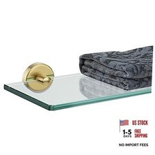 Bathroom Glass Shelf Tempered Glass Shower Storage 16 by 16 Inch 1 Pack Gold
