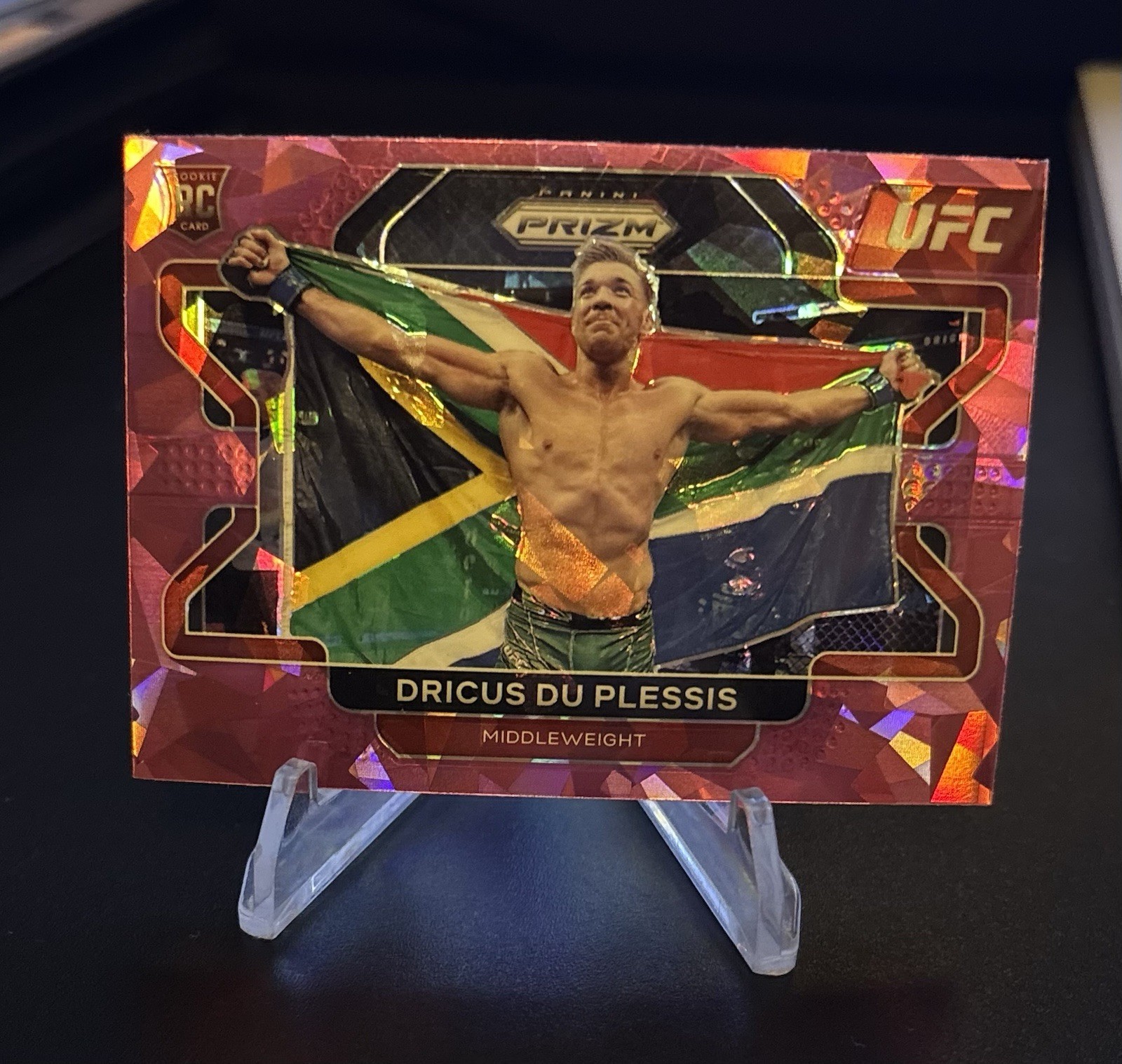 Dricus Du Plessis RC Pink Cracked ICE 2022 Panini Prizm UFC Rookie Lineal Champ