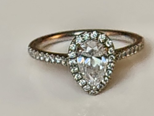 Platinum 950 - 0.76ct E/VS1 Pear Brilliant tdw 1.01ct Lab Grown Diamond Ring M - Picture 2 of 16