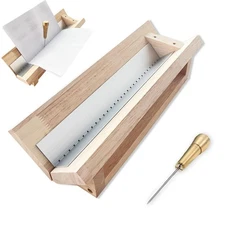 Bookbinding Punching Cradle with Aluminum Piercing Guide, with an Awl and Rul...
