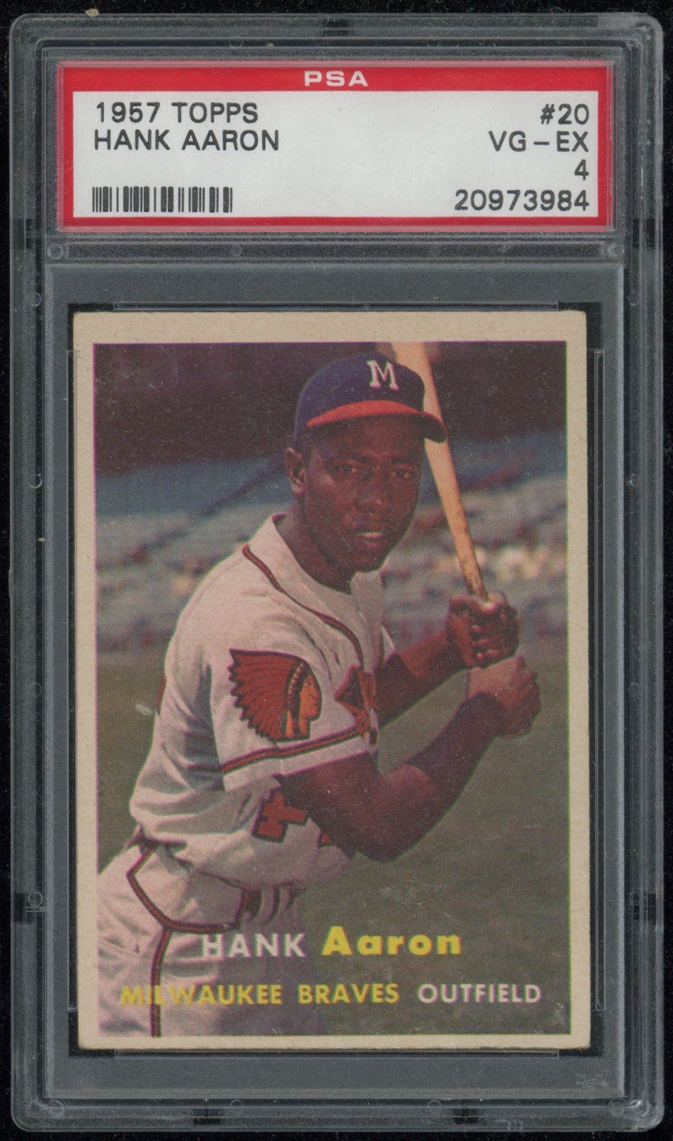 Hank Aaron 1957 Topps PSA 4 VG-EX #20 Braves HOF