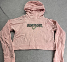 Nike Just Do It Hoodie Womens XL Pink Jumper Cropped Pullover Workout Casual