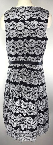 Cachet Dress Black w/ Silver Lace & Belt - Size 16 - Lined - Crinoline - Sequins - Picture 7 of 14
