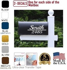 SET OF 2 CUSTOM MADE PERSONALIZED VINYL MAILBOX NUMBERS NAME DECAL, Model 5