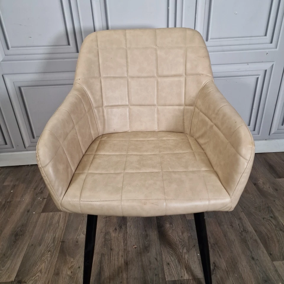 Retro Atomic Tub Chair Vintage Mid Century Style Desk Seat - Faux Leather Vinyl - Image 3 of 4