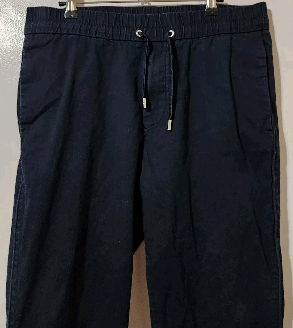 Armani Exchange Mens 32x28 Black Stretch Canvas Elastic Waist Ankle Joggers