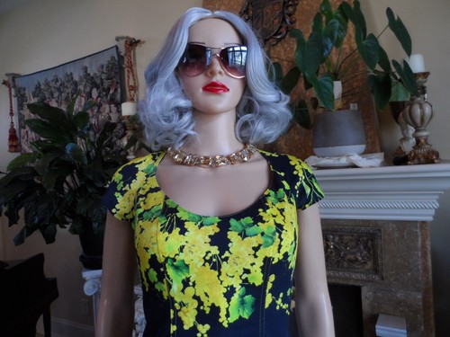 Blumarine Black w/Yellow Floral Print A Line Sheath Dress Size IT 44- US 8 - Picture 9 of 22