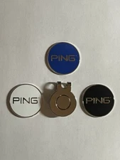 (3) Karsten PING 1" Coin Style Golf Markers W/BONUS HAT CLIP - A Great Deal!