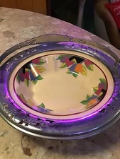 Art Deco Vintage Tulips Umbertone Serving Tidbit Dish Leigh Potters Farberware