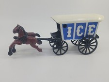 Vintage Cast Iron Horse Drawn Ice Wagon Carriage Toy Antique Estate Cleanout 