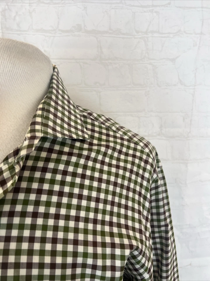 Ledbury Men's Brown & Olive Green Plaid Dress Shirt 16.5 $108 - Image 2 of 4