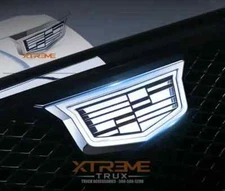 Chrome White LED Front Grille Emblem Fits 15-19 Cadillac CTS