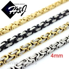 18-40"MEN Stainless Steel 4mm Silver/Gold/Black Plated Box Link Chain Necklace