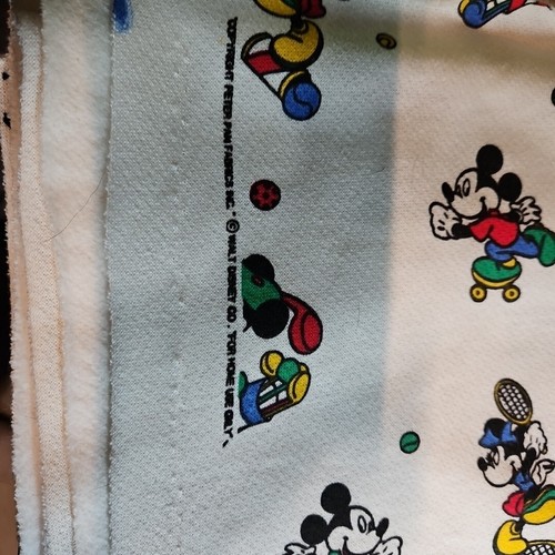 Vintage 80s Disney Fabric 57x83 Mickey Minnie Sport Golf Tennis White Cotton VTG - Picture 6 of 6