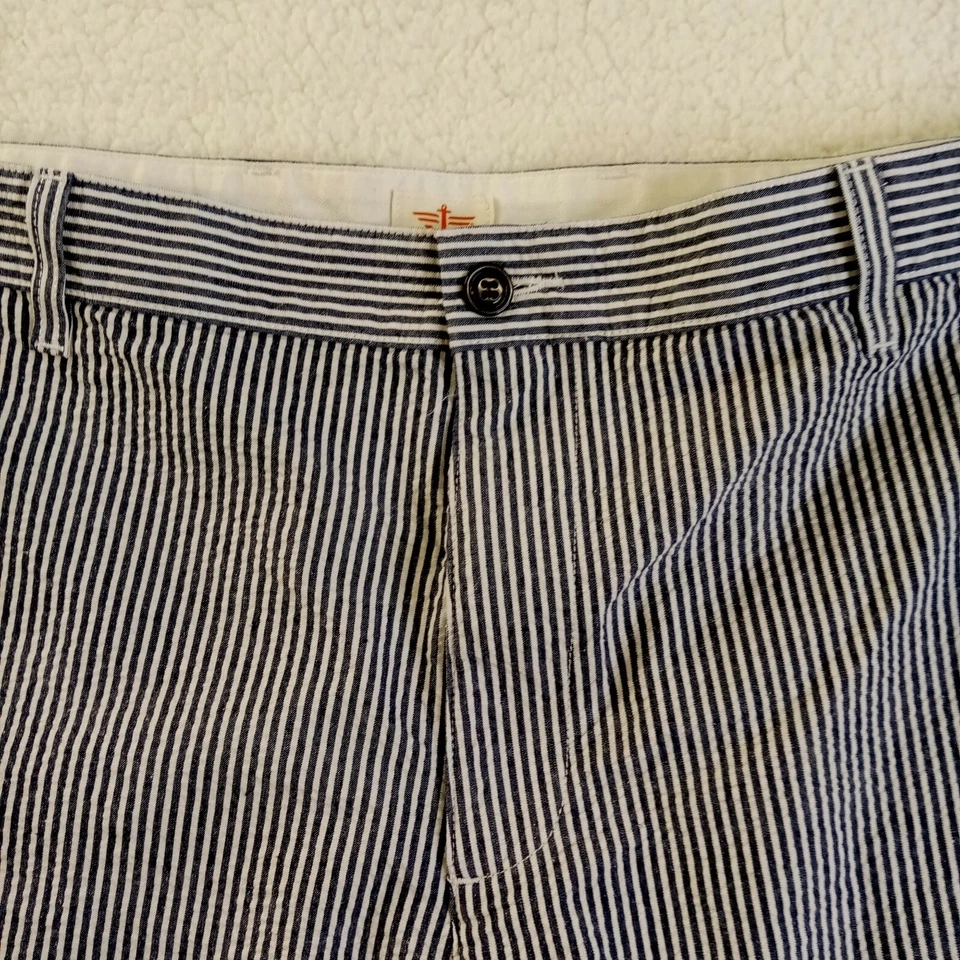 Pantalones Cortos Dockers Para Hombre 42 Frente Plano Seersucker Azul Blanco Rayas Algodón Foto 2 de 4