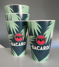 4 BACARDI palm tree HEAVY DUTY plastic cups g...
