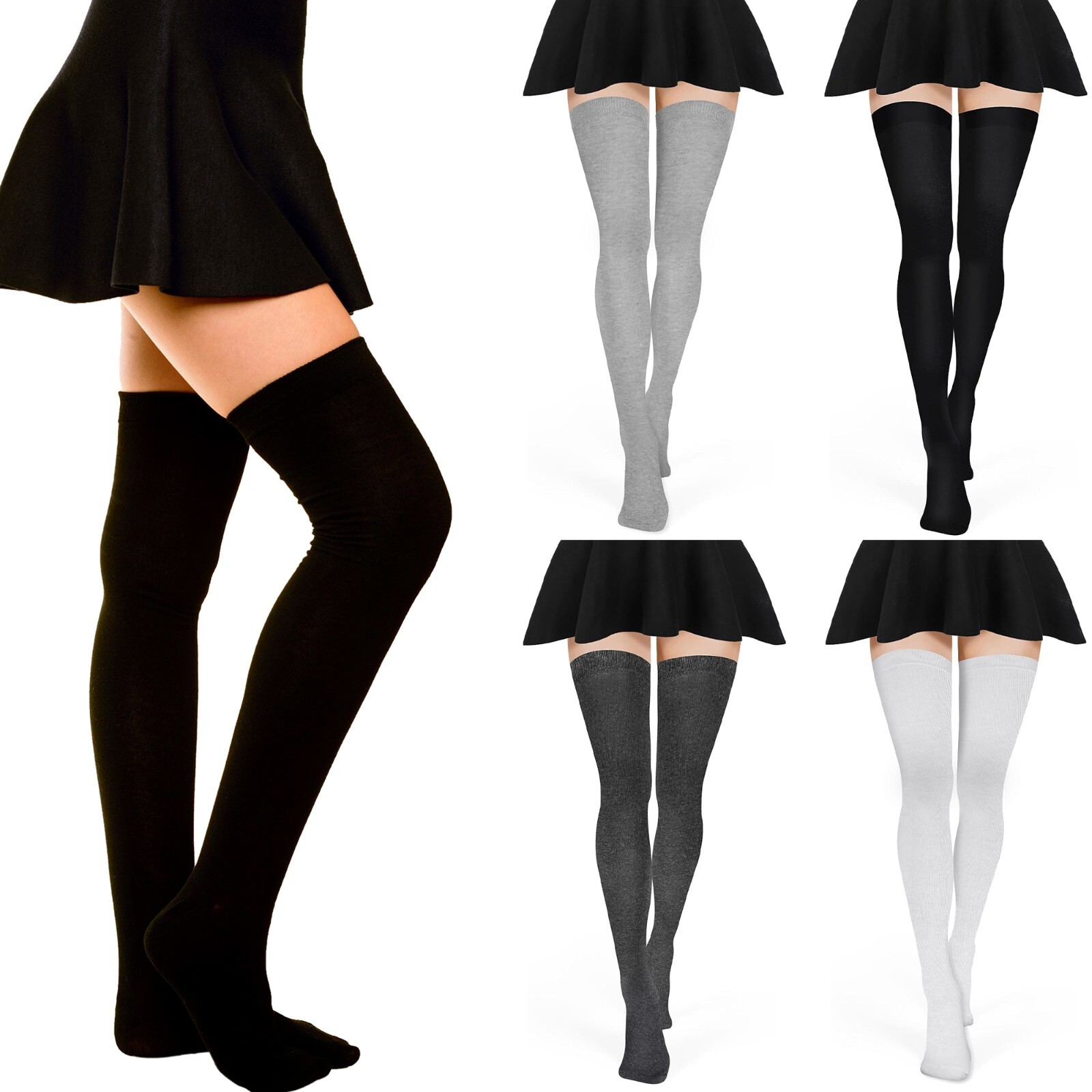 5PAIRS Thigh High Over Knee High Socks Girls Women Long Stockings New Fashion AU