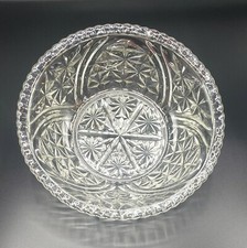 Anchor Hocking Stars & Bars Salad Bowl 10.5" Vintage USA-Made Pressed Glass