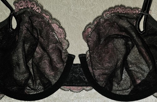 Sujetador Demi Sin Forrar Victoria's Secret Sexy Little Things Negro y Rosa Encaje Talla 34D - Imagen 6 de 8