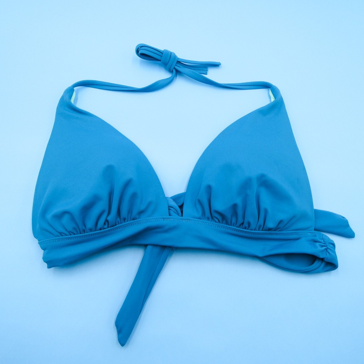 Victorias Secret Blue Medium Triangle Bikini Top Push-up Plunge VS Swimwear  New
