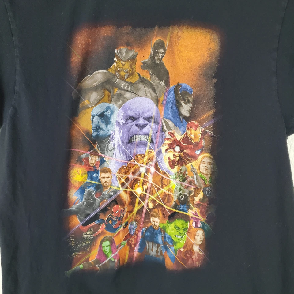 Camisa Avengers Para Hombre Grande Negra Gráfica Cuello Redondo Manga Corta Elastizada Marvel Foto 3 de 4