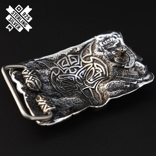 925 Sterlingsilber Gürtelschnalle Fenrir Wolf, altnordischer skandinavischer Wikingerwolf - Bild 13 von 21